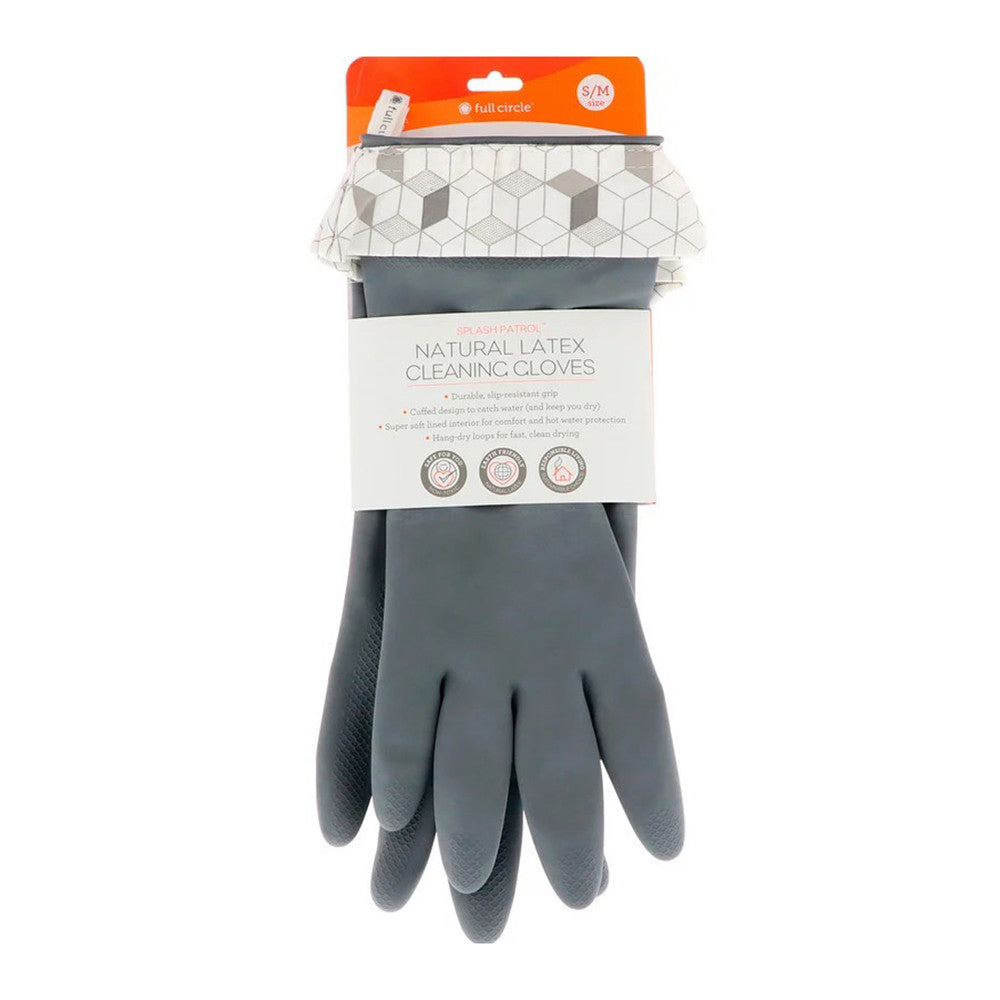 Full Circle Splash Patrol Natural Latex Cleaning and Dish Gloves, Large, Grey, 1 Pair